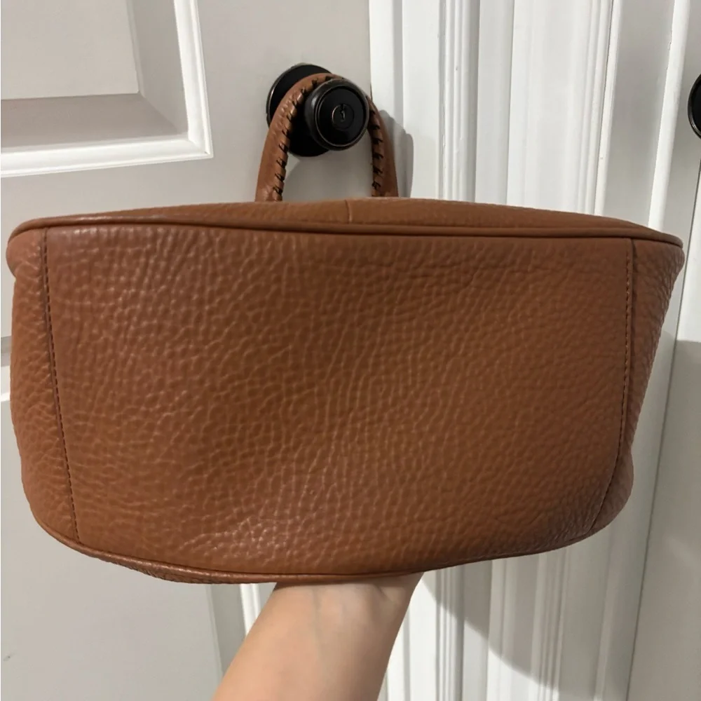 Diane Von Furstenberg DVF Cognac Leather Hobo Bag Braided Handle Gold Hardware